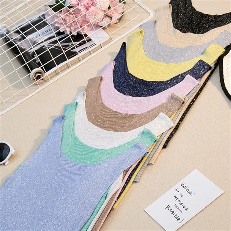 New tank tops Knitted T shirt 2019 summer solid Top Vest crop tops Camisole Women White multicolors Fitness Femme loose tops
New tank tops Knitted T shirt 2019 summer solid Top Vest crop tops Camisole Women White multicolors Fitness Femme loose tops
