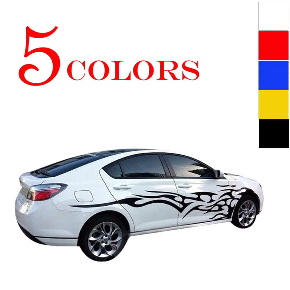 Image New! 1 Pair Universal Car The Whole Body Sticker Fire Flame Decor Vinyl Decals Auto Truck