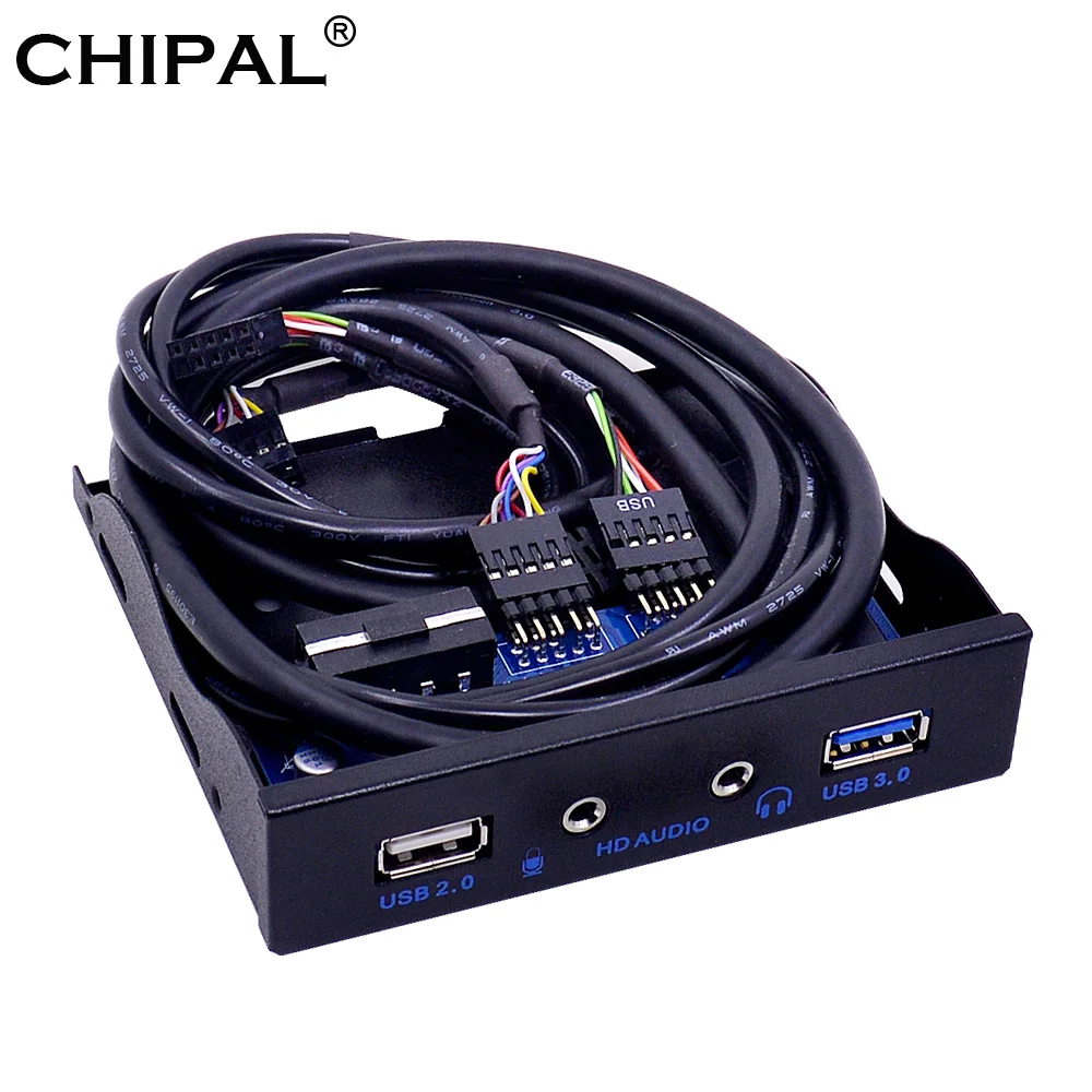 CHIPAL 20 Pin 4 Port USB 3.0 Front Panel USB 2.0 Hub HD Audio 3.5mm Earphone Jack MIC Interface for PC Desktop 3.5" Floppy Bay
CHIPAL 20 Pin 4 Port USB 3.0 Front Panel USB 2.0 Hub HD Audio 3.5mm Earphone Jack MIC Interface for PC Desktop 3.5" Floppy Bay