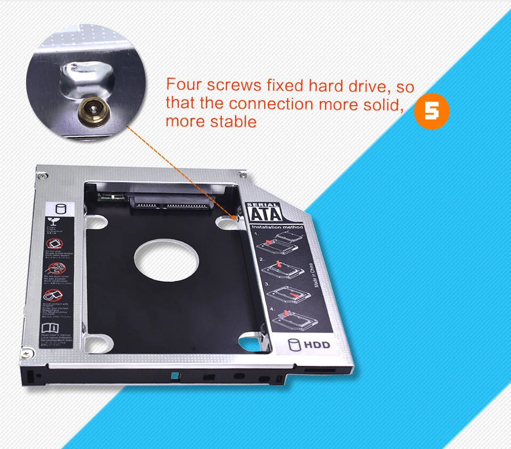 2nd HDD Caddy 12.7mm SATA 3.0 DVD Adapter for 2.5'' 7-12.5mm