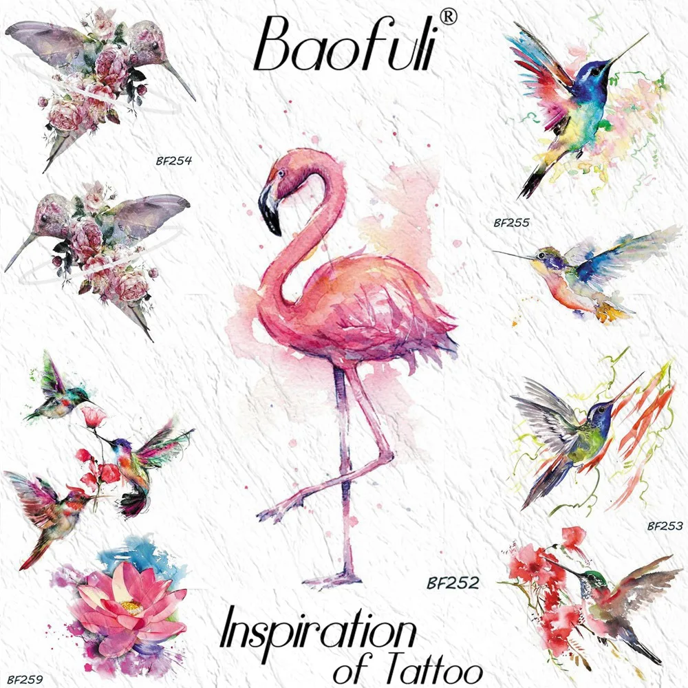 Baofuli Sexy Watercolor Flamingo Temporary Tattoo Sticker Waterproof Hummingbird Flower Watercolor Tattoos Women Men Fake Tatoos
Baofuli Sexy Watercolor Flamingo Temporary Tattoo Sticker Waterproof Hummingbird Flower Watercolor Tattoos Women Men Fake Tatoos