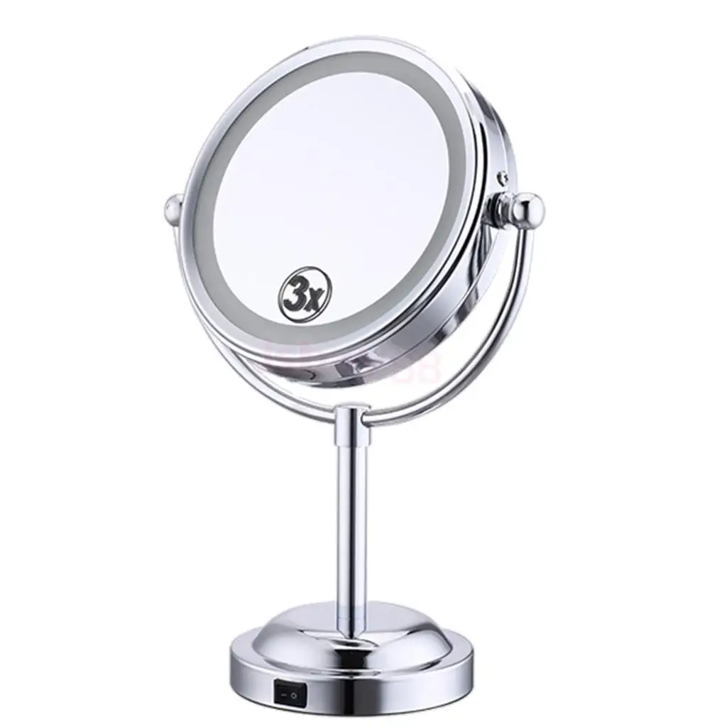 3x Magnifying Portable Lighted Free Standing Tabletop Bedroom Bethroom Shaving Makup Mirror