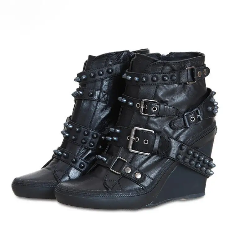 Punk Womens Ankle Short Boots Leather Wedge Heel Shoes Buckles Studs Rivet New A39
Punk Womens Ankle Short Boots Leather Wedge Heel Shoes Buckles Studs Rivet New A39