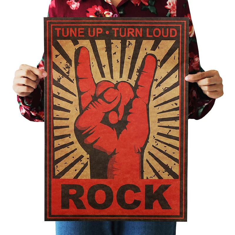 DLKKLB Ностальгический рок браслет крафт бумага музыкальный постер для бара/кафе
