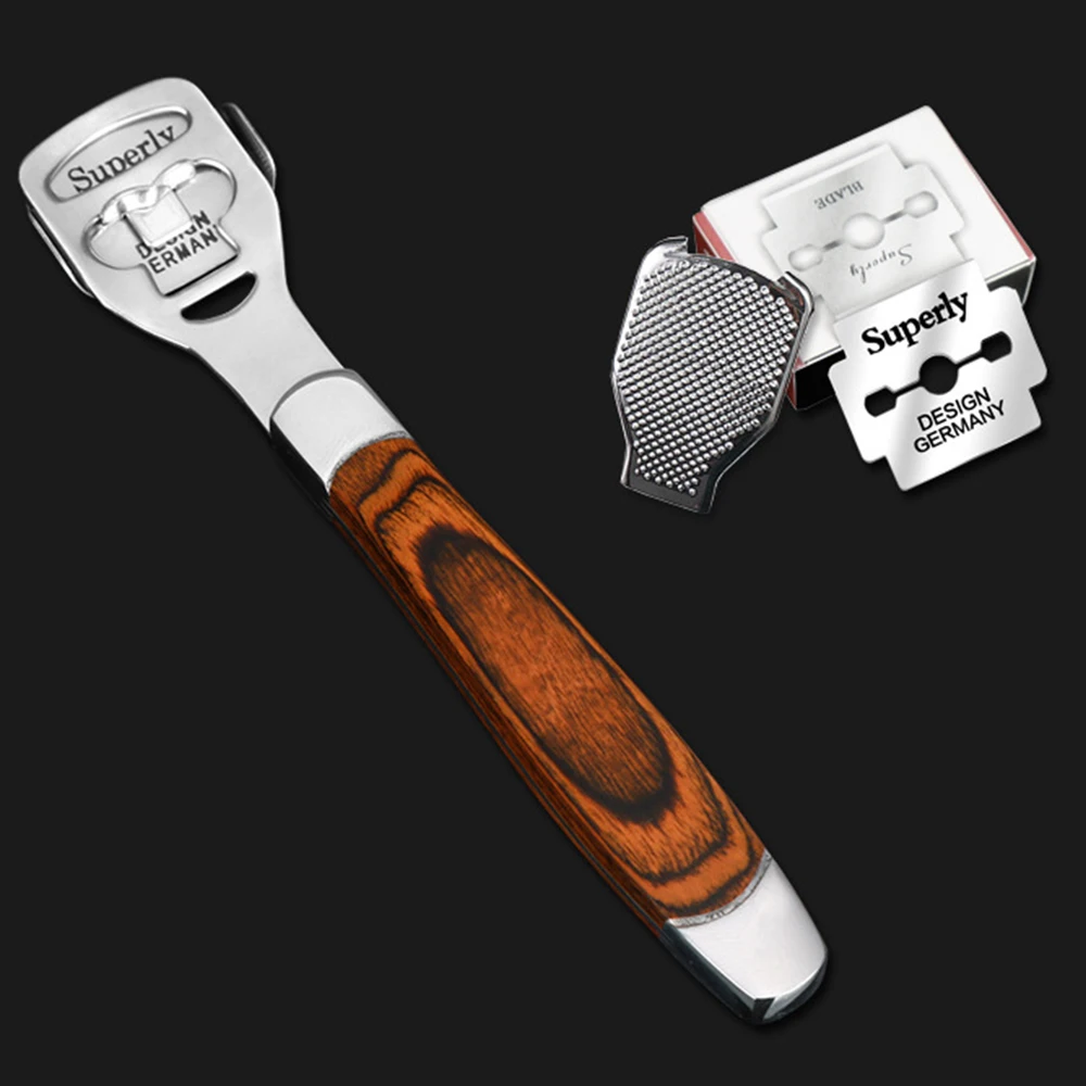 Foot Care Pedicure Callus Shaver Hard Skin Remover Wood Handle Stainless Steel Replaceable Home Foot Razor 10 Blades
Foot Care Pedicure Callus Shaver Hard Skin Remover Wood Handle Stainless Steel Replaceable Home Foot Razor 10 Blades