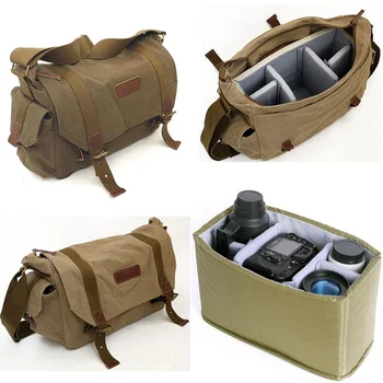 Roadfisher Vintage Waterproof Canvas Digital SLR Camera Travel Shoulder Bag Insert Fit Canon Nikon Sony Pentax 1 DSLR + 4 Len
Roadfisher Vintage Waterproof Canvas Digital SLR Camera Travel Shoulder Bag Insert Fit Canon Nikon Sony Pentax 1 DSLR + 4 Len