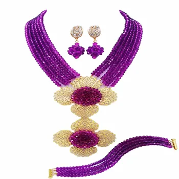 Fashion Purple Crystal Beads Nigerian Wedding African Jewelry Sets Statement Necklace Set 6C-2DH012
Fashion Purple Crystal Beads Nigerian Wedding African Jewelry Sets Statement Necklace Set 6C-2DH012