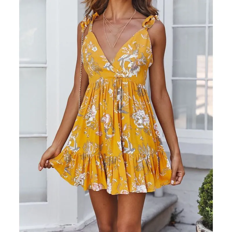 2019 Summer Beach Bohemian Print Dress Lace Up Deep V Neck Backless Dress Casual Ruffles Mini Dresses Vestidos
2019 Summer Beach Bohemian Print Dress Lace Up Deep V Neck Backless Dress Casual Ruffles Mini Dresses Vestidos
