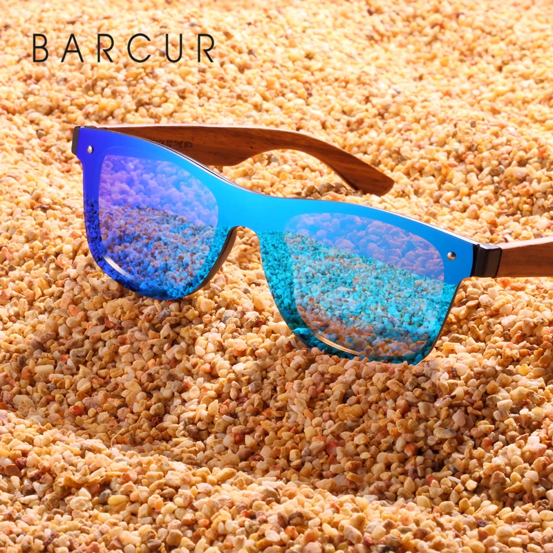 BARCUR Men's Wood Glasses Black Walnut Sunglasses Unisex BC4205