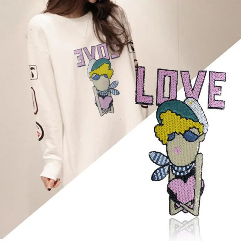 Sequin Patches Beauty Girl With Love Heart Sew on Clothes DIY LOVE Letter Patch Applique for Bag Clothing Coat Sweater Craft
Sequin Patches Beauty Girl With Love Heart Sew on Clothes DIY LOVE Letter Patch Applique for Bag Clothing Coat Sweater Craft