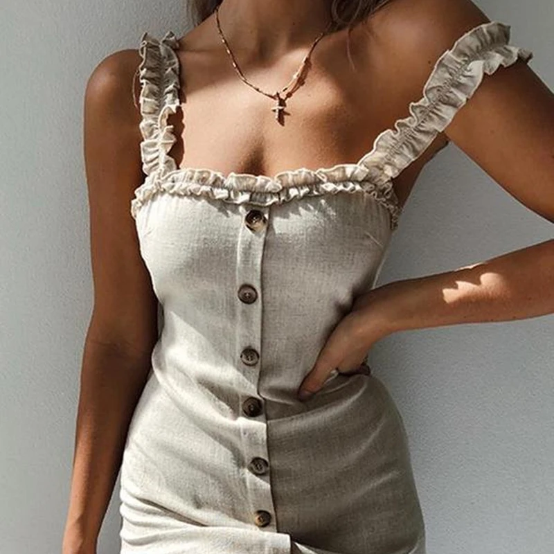 2019 New Women Summer Fashion Solid Ruffle Backless Slim Casual Sleeveless Midi Bodycon Holiday Dress
2019 New Women Summer Fashion Solid Ruffle Backless Slim Casual Sleeveless Midi Bodycon Holiday Dress