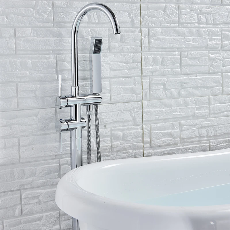 Chrome Floor Faucet Floor Mounted Bathtub Faucet Cold and Hot Mixer Tap 360 Degree Rotation Spout
Chrome Floor Faucet Floor Mounted Bathtub Faucet Cold and Hot Mixer Tap 360 Degree Rotation Spout