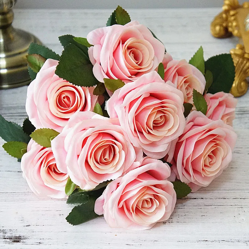10 Heads Artificial Rose Flowers Wedding Bridal Holding Real Touch Fake Rose Flower Bouquet for Home Garden Decoration Florals
10 Heads Artificial Rose Flowers Wedding Bridal Holding Real Touch Fake Rose Flower Bouquet for Home Garden Decoration Florals