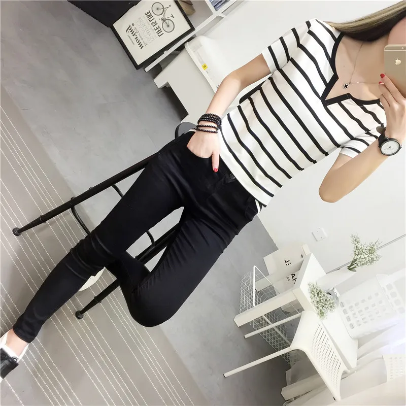 MRMT Stripes Womens T-Shirt V Collar T Shirts Skinny Half Sleeve Clothes Women Slim Under Wear Tshirt Casual Top Tees For Female MRMT Stripes Womens T-Shirt V Collar T Shirts Skinny Half Sleeve Clothes Women Slim Under Wear Tshirt Casual Top Tees For Female