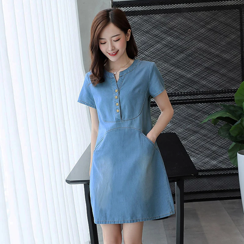 LFF 2018 Summer New Arrival Women Fashion A-line Korea Style Solid Color Stripe Jeans Dress Female Short Sleeve Office Clothing
LFF 2018 Summer New Arrival Women Fashion A-line Korea Style Solid Color Stripe Jeans Dress Female Short Sleeve Office Clothing