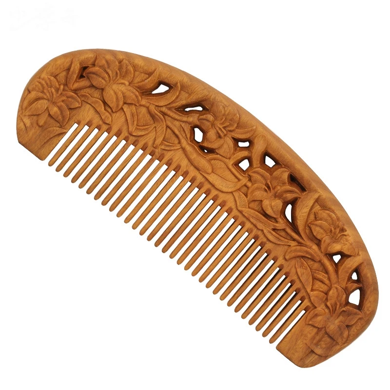 Carving Wood Comb Green Sandalwood Carved Lily Flower Comb Gift Factory Direct
Carving Wood Comb Green Sandalwood Carved Lily Flower Comb Gift Factory Direct