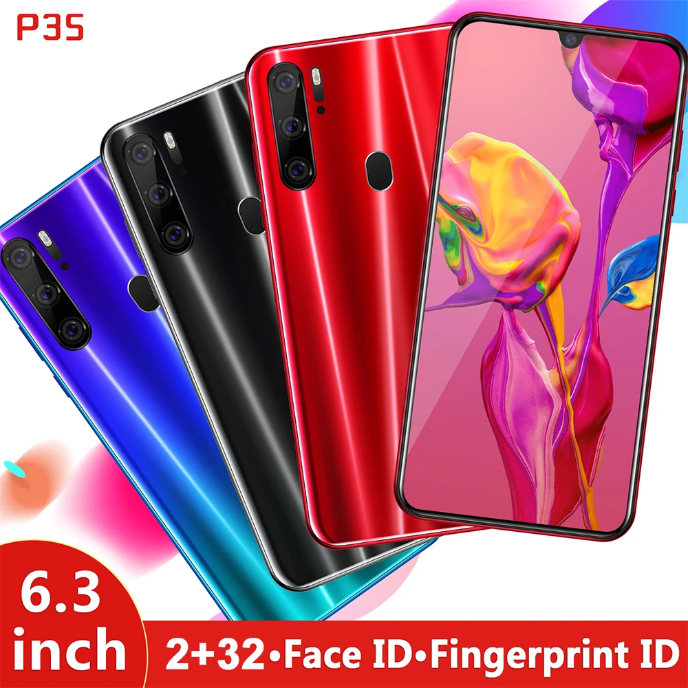 

6.3 inch HD big screen 4800mAh p35 2GB RAM 32GB ROM Cell phone Fingerprint face id Smartphone MTK6580 Android 5.1 mobile phone