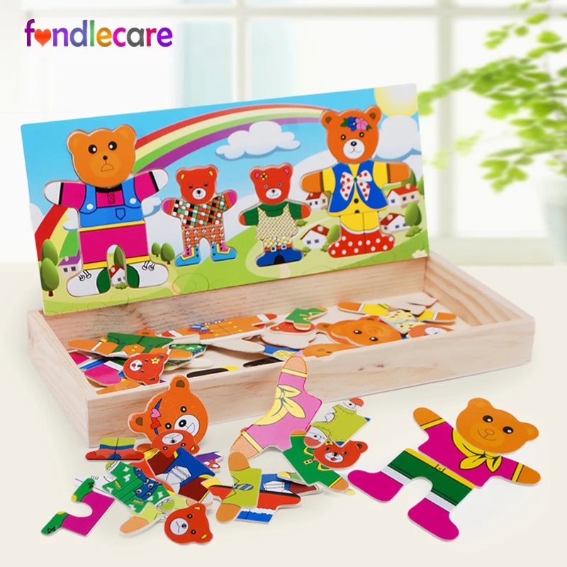 Fondlecare Cartoon bear change clothes wooden puzzles Montessori Educational Dress Jigsaw Toy for Children boys girls
Fondlecare Cartoon bear change clothes wooden puzzles Montessori Educational Dress Jigsaw Toy for Children boys girls