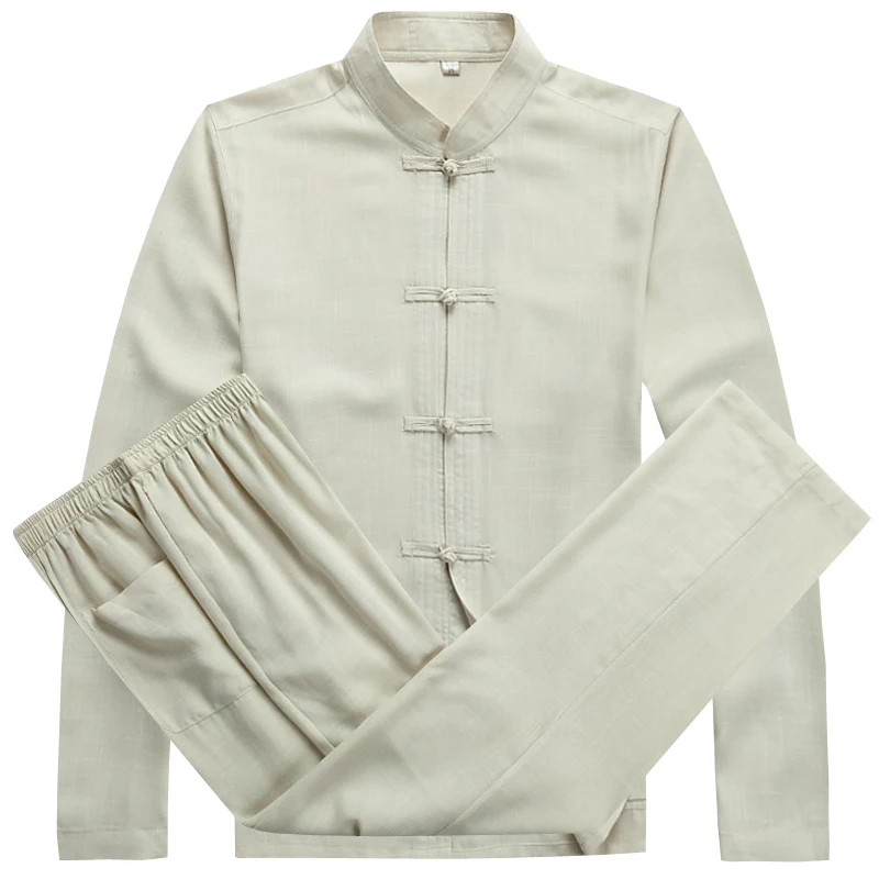 Spring Autumn Male Chinese Traditional Tang Suit Exercises Kungfu Clothes Set Beige Blue Gray Shirt + Pants Clothing Sets
Spring Autumn Male Chinese Traditional Tang Suit Exercises Kungfu Clothes Set Beige Blue Gray Shirt + Pants Clothing Sets