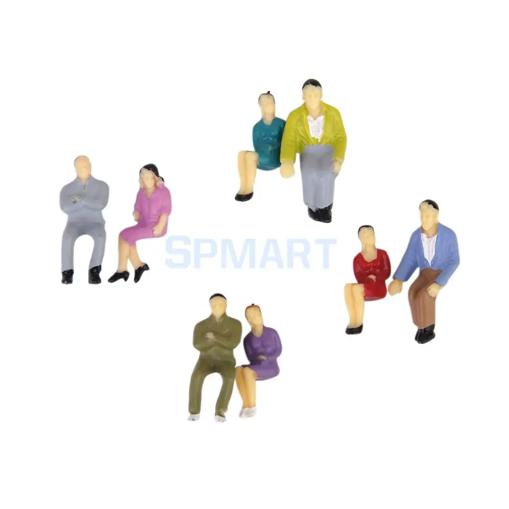 MagiDeal 50Pcs 1:50 Painted Model Train Railway Street Seated People Passengers Figures Diorama Layout Home Decor Toys Gift