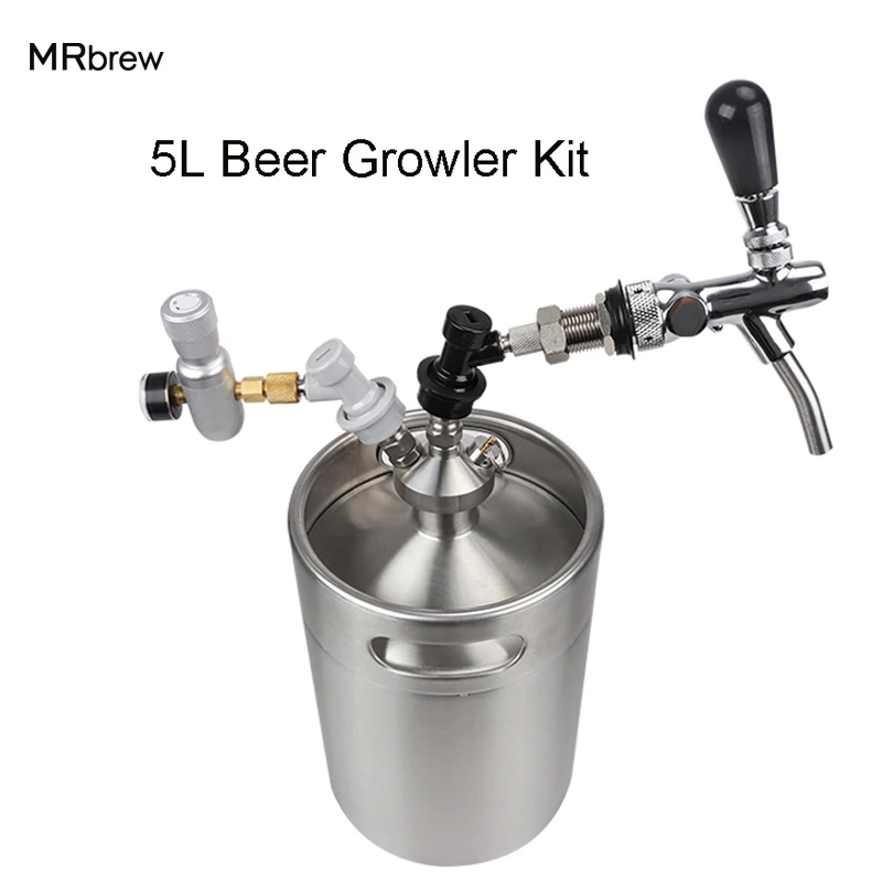 New 2019 Stainless Steel 5L Mini Beer Growler + Mini Keg Dispenser with adjustable beer tap + Co2 keg charger kit
New 2019 Stainless Steel 5L Mini Beer Growler + Mini Keg Dispenser with adjustable beer tap + Co2 keg charger kit