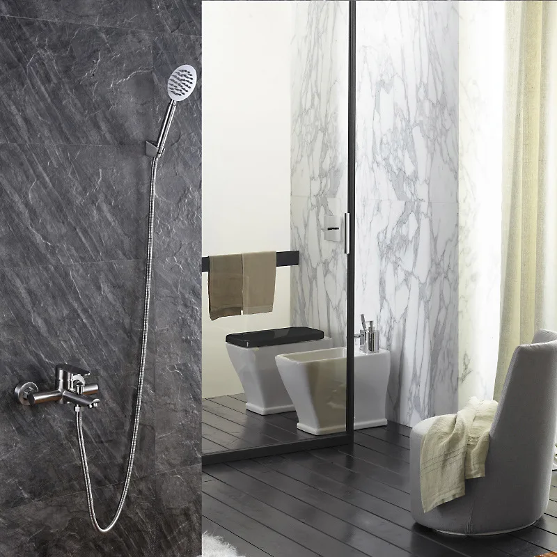 Bathroom Brushed Stainless steel two function Mixer Shower Combo Set Wall Mounted Bathtub shower faucet Shower Head System
Bathroom Brushed Stainless steel two function Mixer Shower Combo Set Wall Mounted Bathtub shower faucet Shower Head System