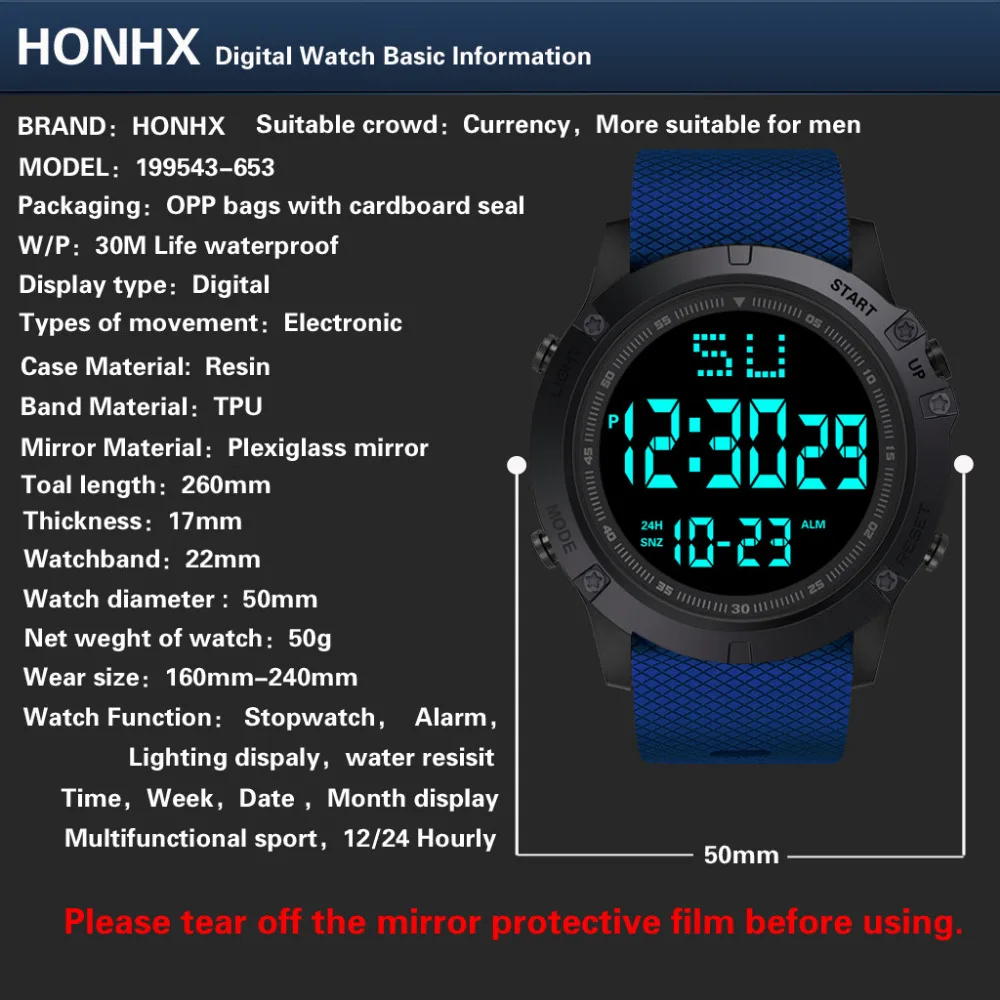 Men's Watches Top Brand Luxury Male Clock Fashion Men LED Digital Date Military Sport Rubber Quartz Watch Alarm Waterproof
Men's Watches Top Brand Luxury Male Clock Fashion Men LED Digital Date Military Sport Rubber Quartz Watch Alarm Waterproof