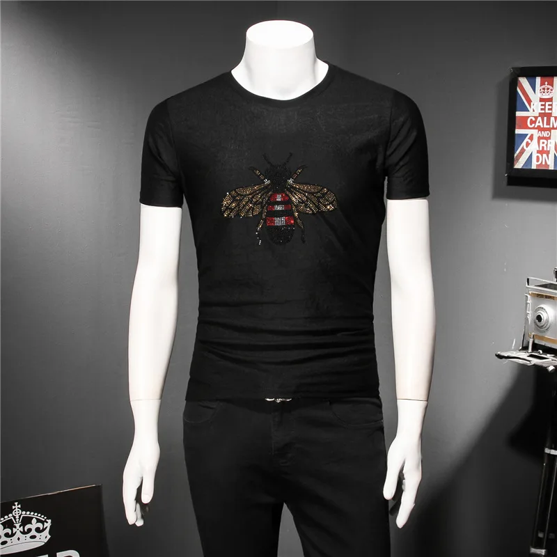 Rhinestone little bee pattern comfortable luxury short sleeve t shirt Summmer 2018 New quality cotton linen boutique t shirt men
Rhinestone little bee pattern comfortable luxury short sleeve t shirt Summmer 2018 New quality cotton linen boutique t shirt men