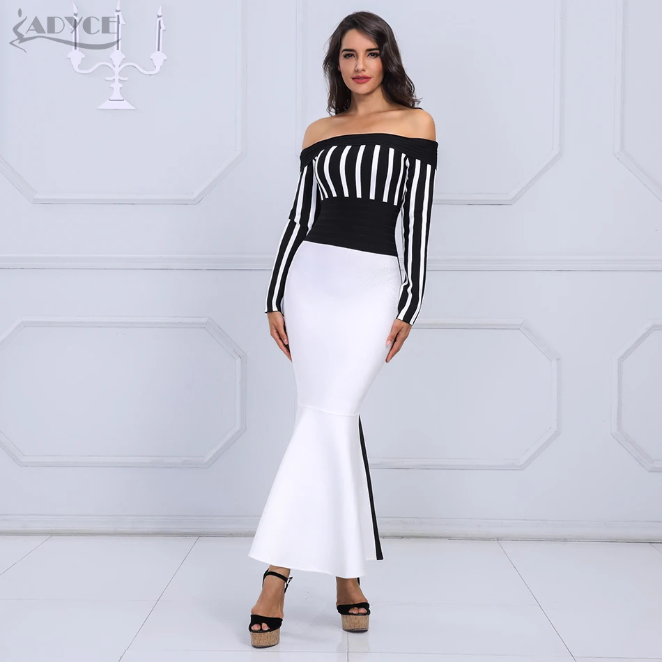 ADYCE 2019 Chic Summer Women Bandage Dress Sexy Black&White Long Sleeve Striped Slash Neck Evening Party Dress Vestidos
ADYCE 2019 Chic Summer Women Bandage Dress Sexy Black&White Long Sleeve Striped Slash Neck Evening Party Dress Vestidos
