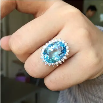 Topaz ring 12*16mm gem Finger ring Natural real blue topaz 925 sterling silver ring Wholesales For men or women
Topaz ring 12*16mm gem Finger ring Natural real blue topaz 925 sterling silver ring Wholesales For men or women