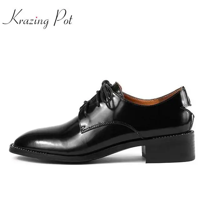 KRAZING POT genuine leather square heel original design high heels party luxury lace up round toe British school brand pumps L07
KRAZING POT genuine leather square heel original design high heels party luxury lace up round toe British school brand pumps L07
