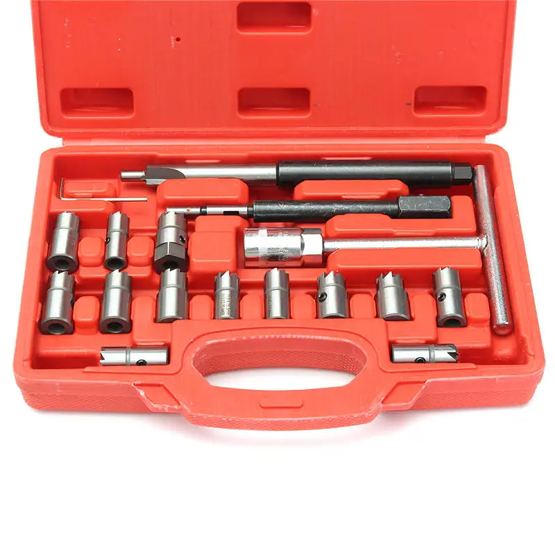 Professional Universal Set of 17 Diessel Injector Seat Cutters Cleaners Centering Pilot and T-Handle Car Auto Repair Tool Set
Professional Universal Set of 17 Diessel Injector Seat Cutters Cleaners Centering Pilot and T-Handle Car Auto Repair Tool Set