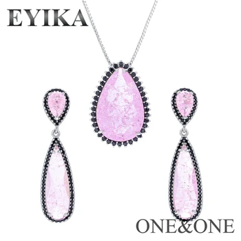 EYIKA Fashion pink Fusion Crystal Stone Jewelry Set Drop-shape heart dangler Earrings and Necklace Paved Zircon For Women Gift
EYIKA Fashion pink Fusion Crystal Stone Jewelry Set Drop-shape heart dangler Earrings and Necklace Paved Zircon For Women Gift