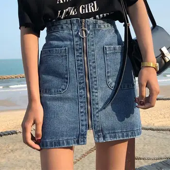 Zoki Fashion zipper denim women mini skirt summer high waist A-line female blue jeans casual Korean high quality mujer skirt
Zoki Fashion zipper denim women mini skirt summer high waist A-line female blue jeans casual Korean high quality mujer skirt
