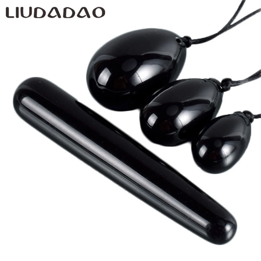 

Black Obsidian Yoni Eggs Jade Stone Yoni Wands Ben Wa Ball Kegel Exerciser Drilled Pelvic Floor Vaginal Muscle Body Care Health