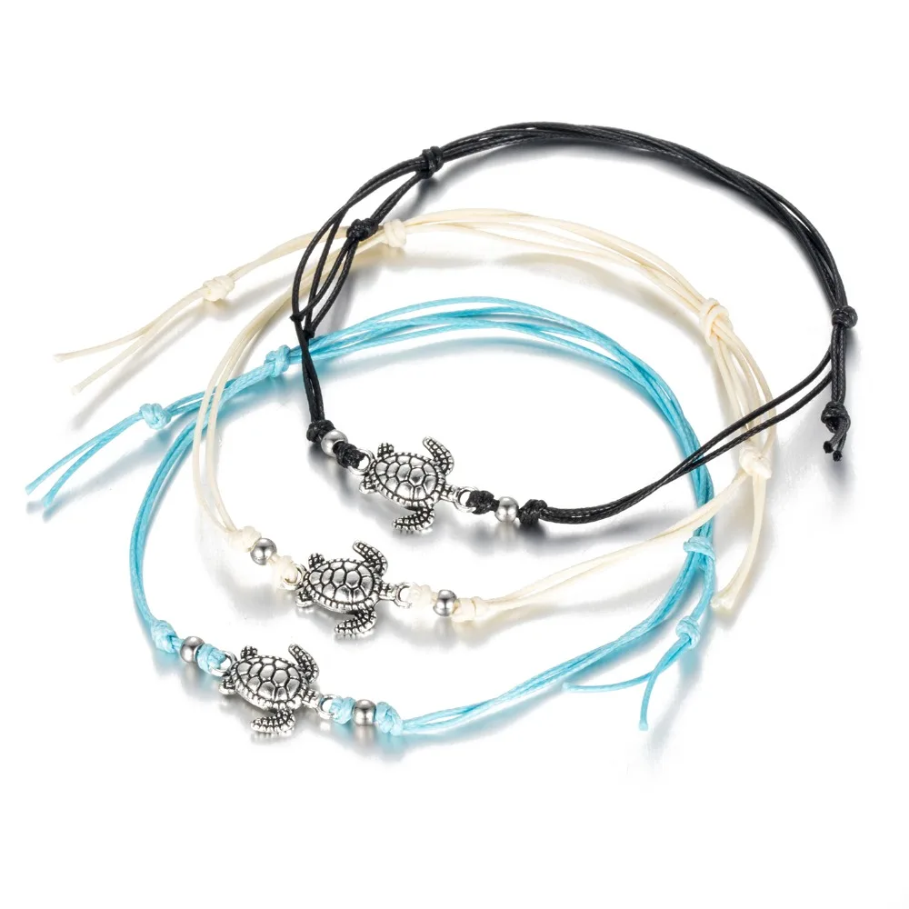 Fashion Turtle Charm Bracelet Handmade Jewelry Black White Wax Rope String Lacing Adjustable Lucky Bracelet For Women Children
Fashion Turtle Charm Bracelet Handmade Jewelry Black White Wax Rope String Lacing Adjustable Lucky Bracelet For Women Children