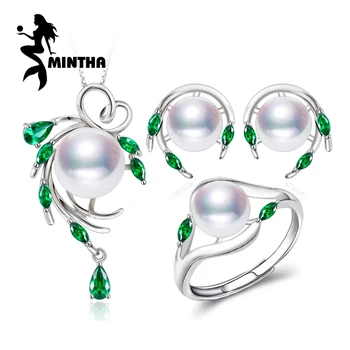 MINTHA 925 Sterling Silver Natural Pearl Emerald Jewelry Sets Leaf Earrings For Women Necklace Pendant Engagement Ring
MINTHA 925 Sterling Silver Natural Pearl Emerald Jewelry Sets Leaf Earrings For Women Necklace Pendant Engagement Ring