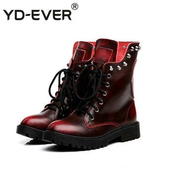 YD-EVER Genuine Leather Women Boots Fall Winter Warm New Brand Rivets Fashion Platform Red Black Mid-Calf Boots Women Shoes
YD-EVER Genuine Leather Women Boots Fall Winter Warm New Brand Rivets Fashion Platform Red Black Mid-Calf Boots Women Shoes