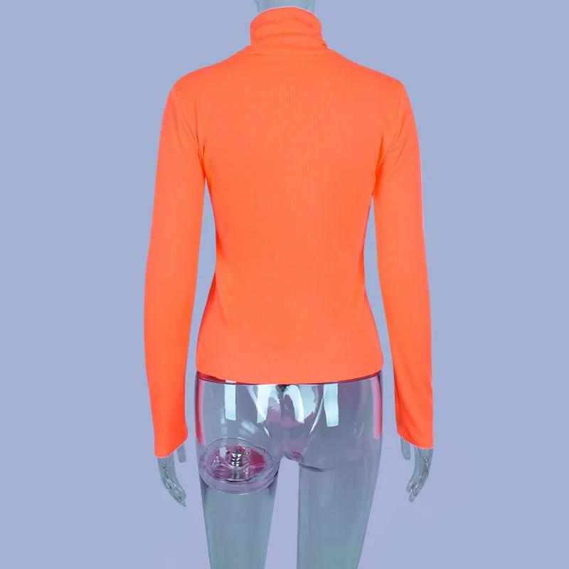 ribber turtleneck long sleeve t shirt women24