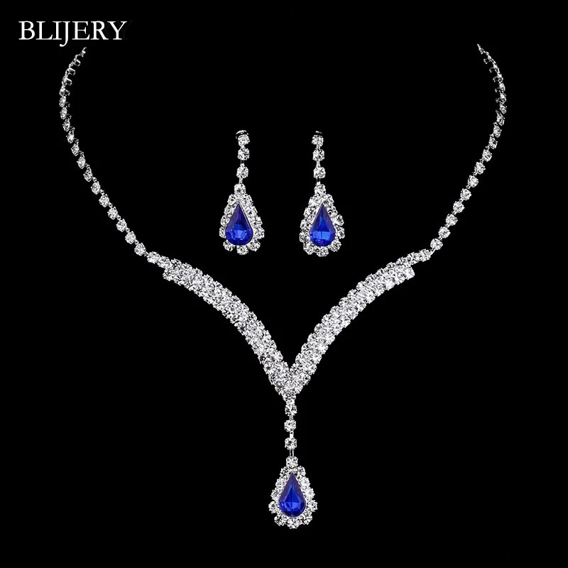 BLIJERY Royal Blue Crystal Bridal Jewelry Sets V Shaped Teardrop Choker Necklace Earrings Wedding Jewelry Sets for Women
BLIJERY Royal Blue Crystal Bridal Jewelry Sets V Shaped Teardrop Choker Necklace Earrings Wedding Jewelry Sets for Women