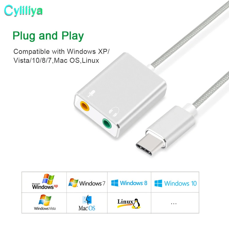 USB-C Type-C Adapter Cable with 3.5mm 3D Stereo Sound Soundbox Earphones Plug and Speaker Microphone Jack | Мобильные телефоны и
