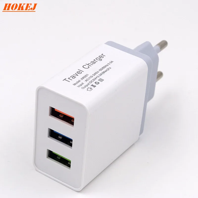 HOKEJ 3USB Charger 5V 3.0A( Max)X3 Fast Charging Travel EU Plug Adapter portable Wall charger For iphone 7 Xiaomi 8 Huawei P20
HOKEJ 3USB Charger 5V 3.0A( Max)X3 Fast Charging Travel EU Plug Adapter portable Wall charger For iphone 7 Xiaomi 8 Huawei P20