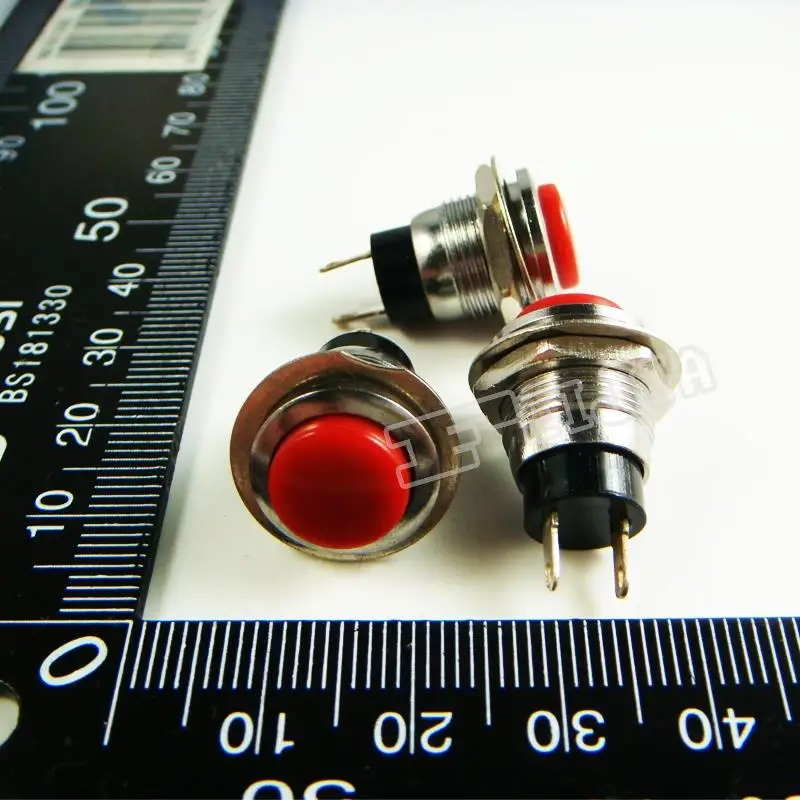 

DS-318 Button color Red 1A/250VAC OFF-ON 2Pin Non Self-locking Push Button Switch (Self reset switch) 100Pcs/lot