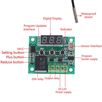 1PCS W1209 DC 12V Heat Cool Temp Thermostat Temperature Control Switch Temperature Controller Thermometer Thermo Controller
1PCS W1209 DC 12V Heat Cool Temp Thermostat Temperature Control Switch Temperature Controller Thermometer Thermo Controller