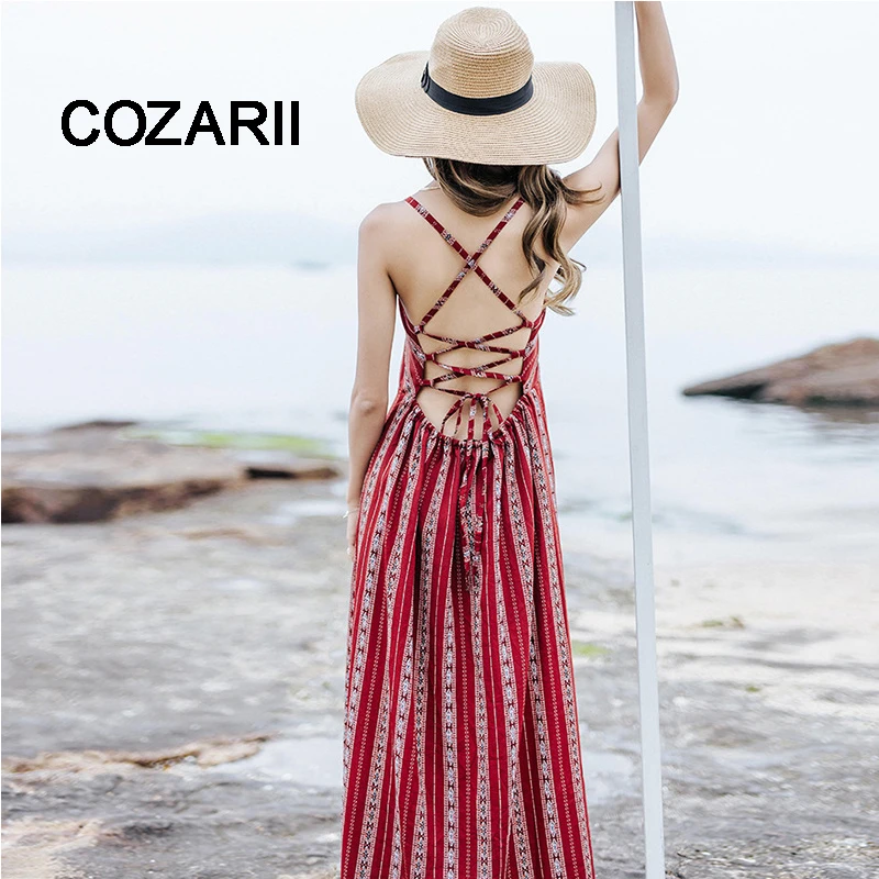 COZARII 2018 Red Floral Print Sexy Lace Up O- Neck Women Maxi Dresses Summer Split Backless Beach Long Vestidos Boho Dress
COZARII 2018 Red Floral Print Sexy Lace Up O- Neck Women Maxi Dresses Summer Split Backless Beach Long Vestidos Boho Dress