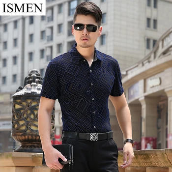 ISMEN Summer Men's Short Sleeve Shirts Dress Shirt Velvet Hollow Out Brand Chemise Homme Camisa Masculina Summer Clothing
ISMEN Summer Men's Short Sleeve Shirts Dress Shirt Velvet Hollow Out Brand Chemise Homme Camisa Masculina Summer Clothing