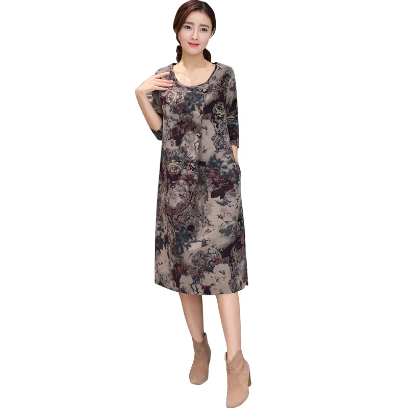 Women Spring Autumn Casual Dress Elegant Cotton Linen Round Neck Long Sleeve Dress Printed Pleated Retro Loose Midi Dress
Women Spring Autumn Casual Dress Elegant Cotton Linen Round Neck Long Sleeve Dress Printed Pleated Retro Loose Midi Dress