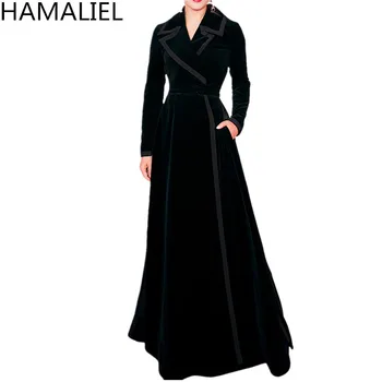 HAMALIEL Runway Autumn Women Trench Coat 2018 Designer Black Velvet XL Long Turn Down Collar Elegant Slim Long Sleeve Outwerwear
HAMALIEL Runway Autumn Women Trench Coat 2018 Designer Black Velvet XL Long Turn Down Collar Elegant Slim Long Sleeve Outwerwear