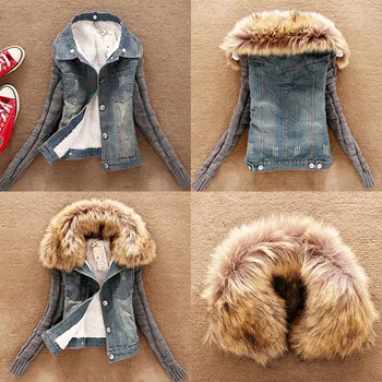 Winter Jeans Coat Outwear Fur Fleece Short Denim Jacket Long Sleeve Slim Women Warm Fur Collar Outerwear Coat for Couple W1
Winter Jeans Coat Outwear Fur Fleece Short Denim Jacket Long Sleeve Slim Women Warm Fur Collar Outerwear Coat for Couple W1