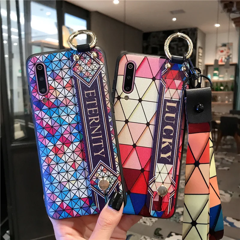 Luxury Brand For Xiaomi Mi 9 Xiaomi Redmi Note 7 5 Mi8 Youth 8 Se Case Stylish PC Phone Case With Wrist Strap For Redmi Note 7